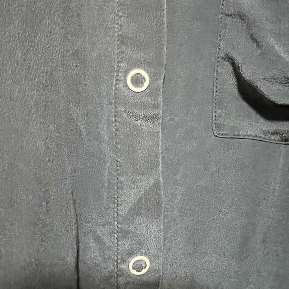 Club Monaco Silk Navy Blue button up tank collared Small - Picture 4 of 5